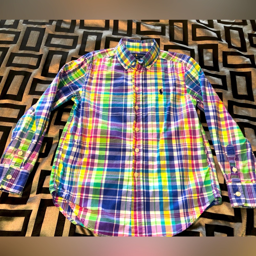 Purple Multi Colored Ralph Lauren Button Down Shirt